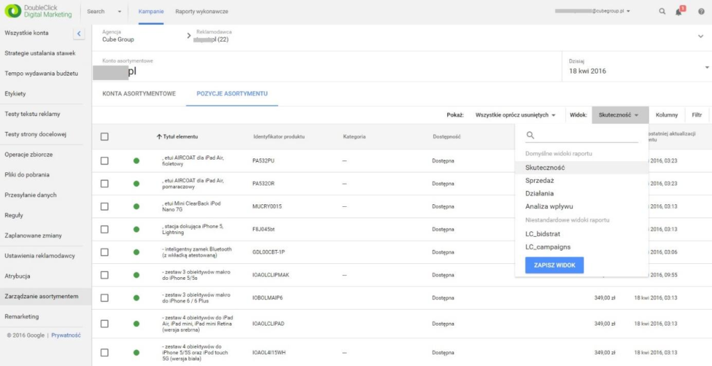 DoubleClick Serach - kampaniia produkowa