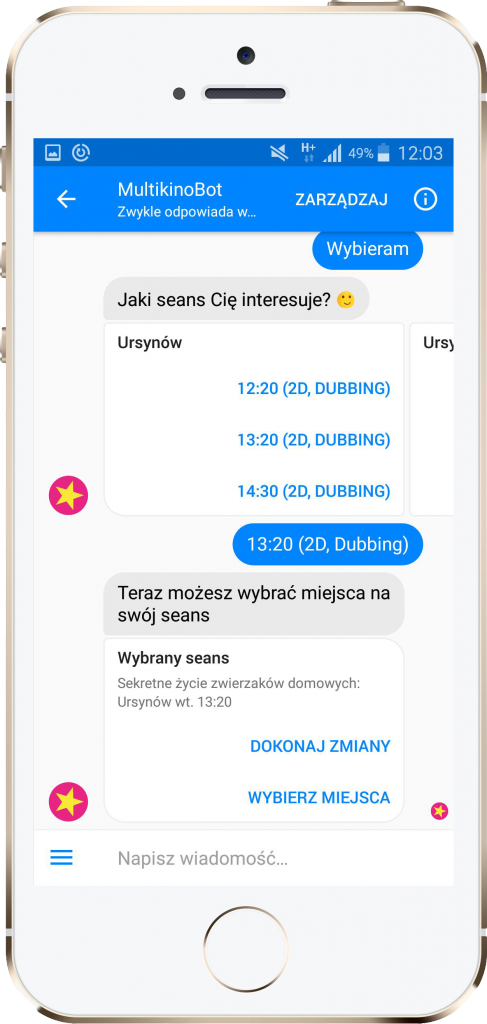 Chatbot w&nbsp;aplikacji Multikina &ndash; performance360.pl
