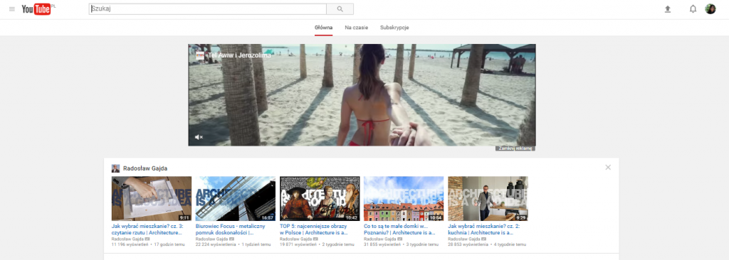 Masthead wideo - YouTube Formaty reklamowe na YouTube - masthead
