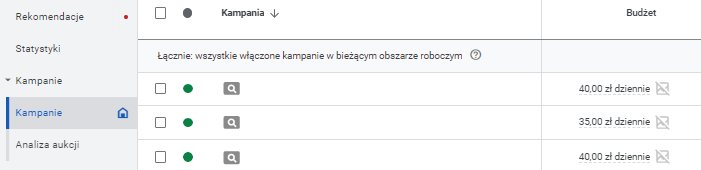 Budżet dzienny kampanii Google Ads