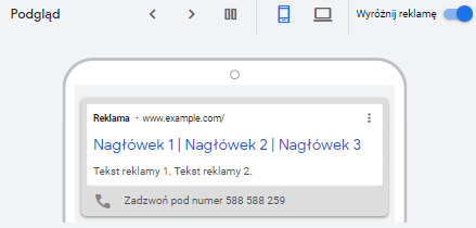 Wygląd kampanii w Google Ads