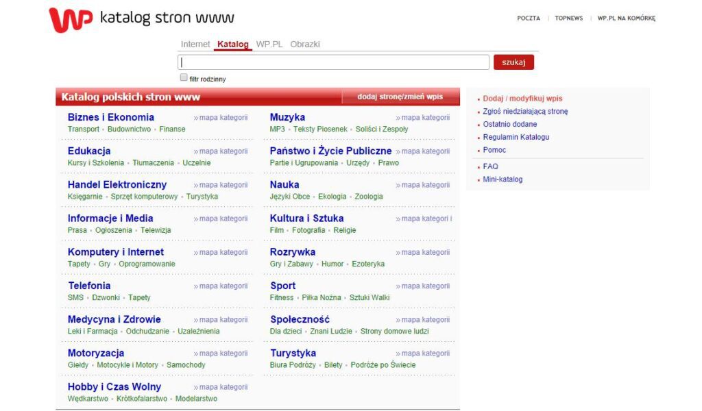przykładowy katalog stron www