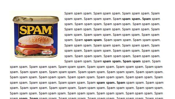 przykład spamu słowami kluczowymi na stronie