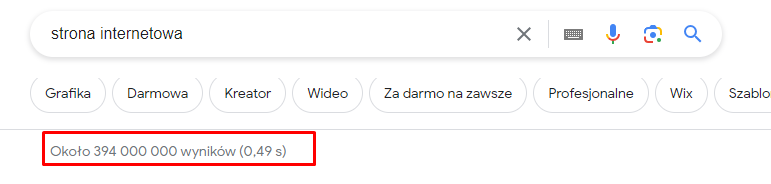 liczba zaindeksowanych stron w&nbsp;wyszukiwarce