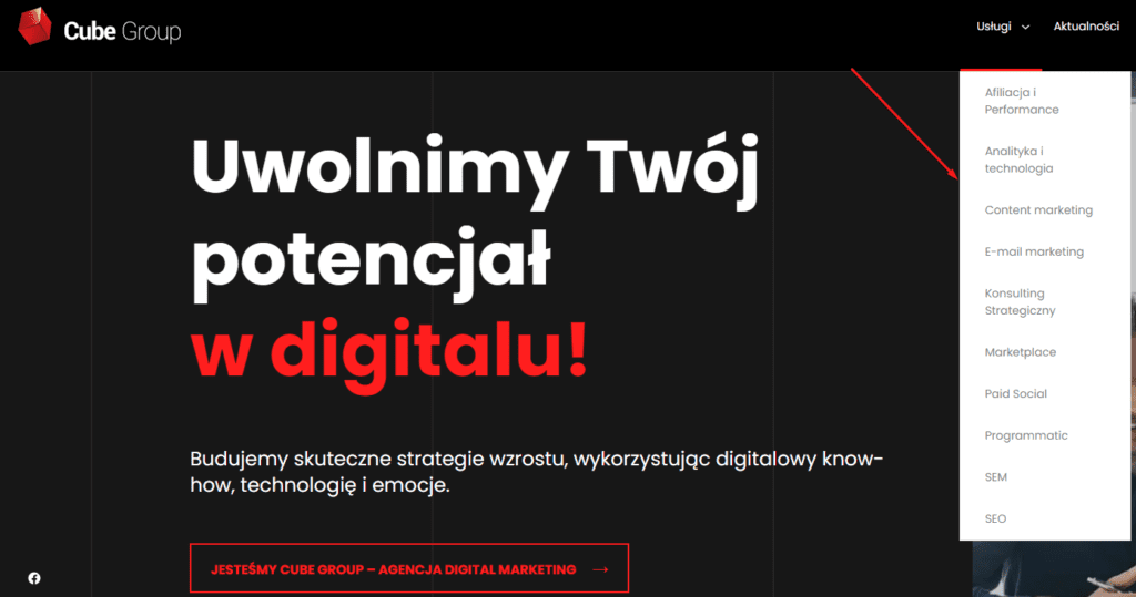 linkowanie wewnętrzne z menu strony