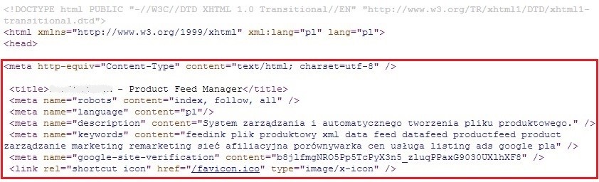 przykład meta tag&oacute;w&nbsp;w kodzie strony