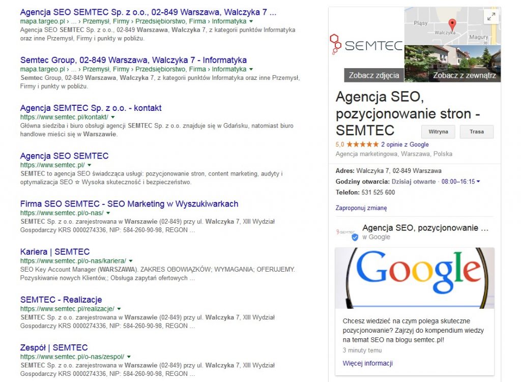 wizytówka agencji seo