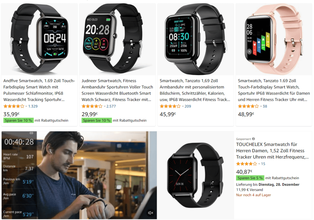Reklama smartwatchy w formacie Sponsored Brand Video