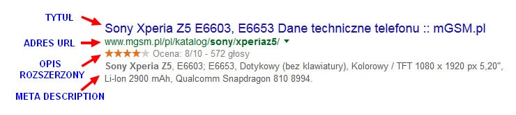 zoptymalizowany wynik wyszukiwania