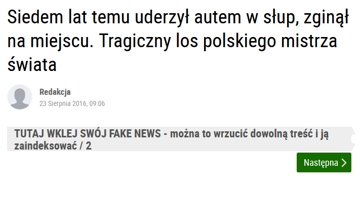 przykład content spoofing