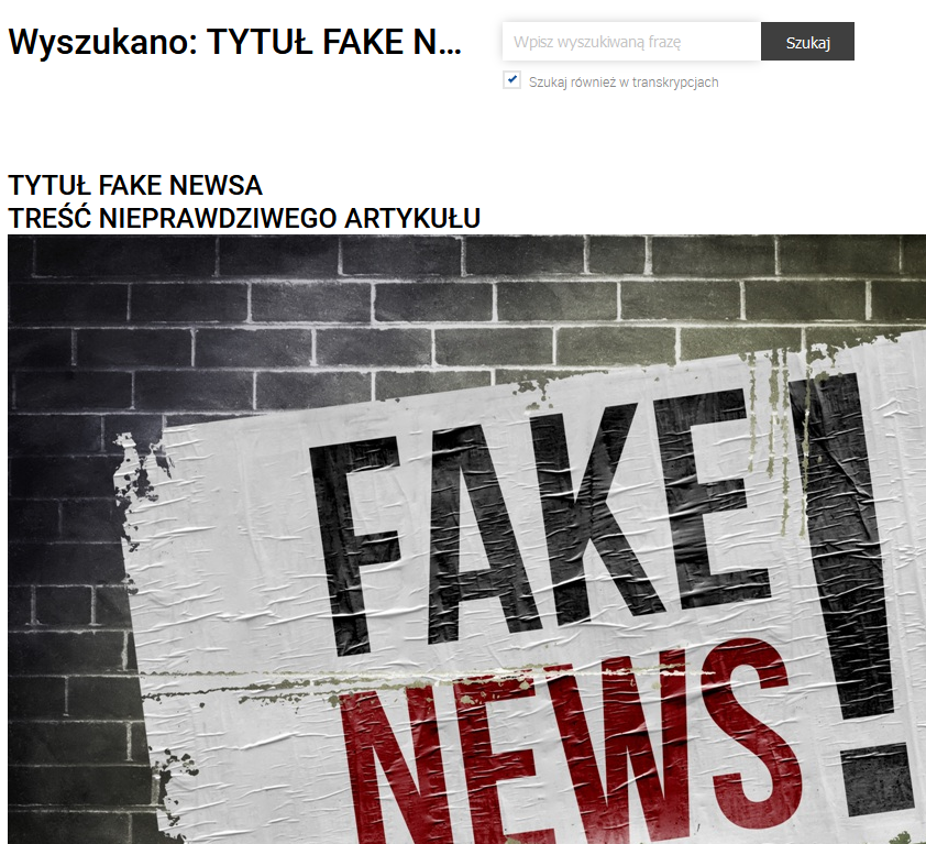 wstrzyknięty tekst na stronę