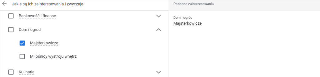 Typy targetowania - zainteresowania