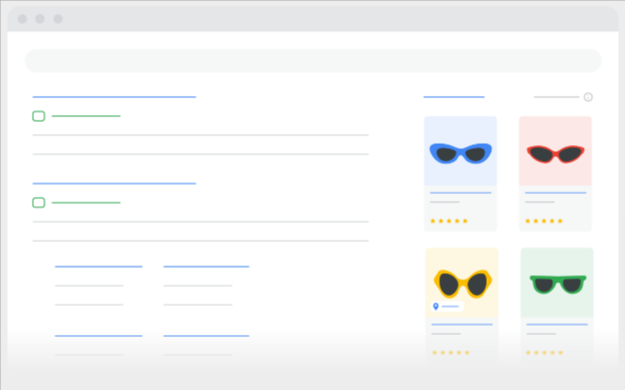 Przykład kart produktowych w Google