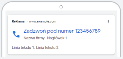 Przykład reklamy "tylko połączenie"