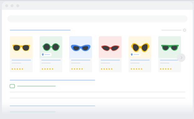 Przykład kart produktowych w Google