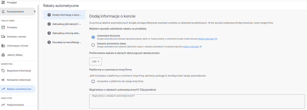 Promocje w&nbsp;Google Merchant Center Next