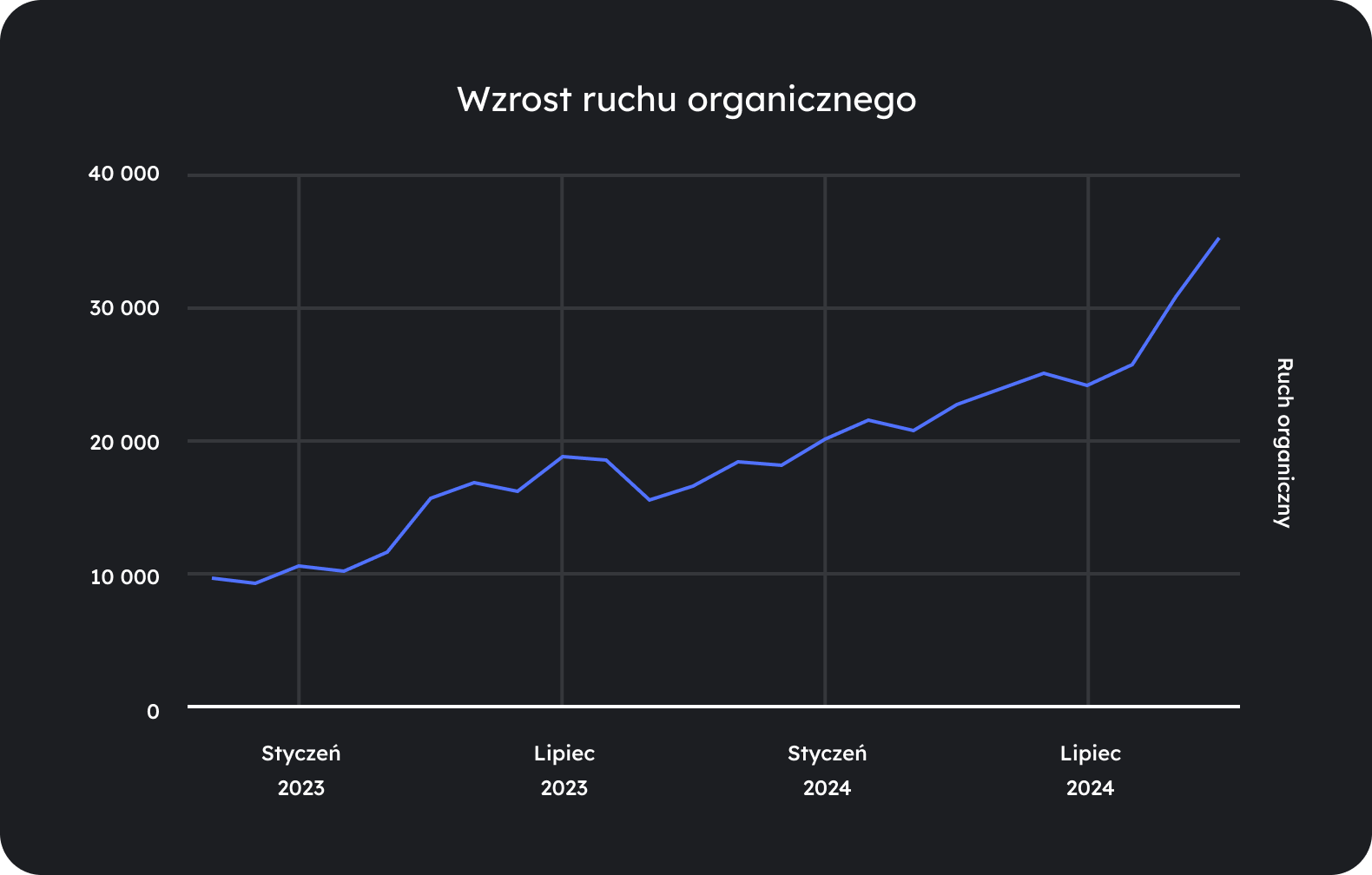 Wykres wzrostu miesięcznej liczby odwiedzin o&nbsp;+311%